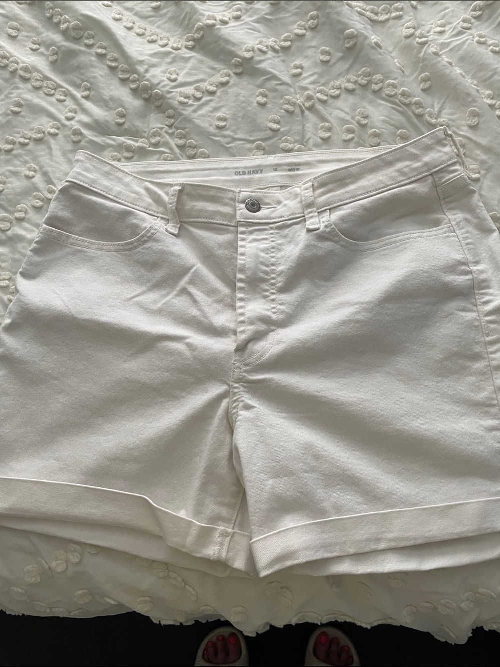 Old Navy White Cuffed Wow  High Rise  Shorts